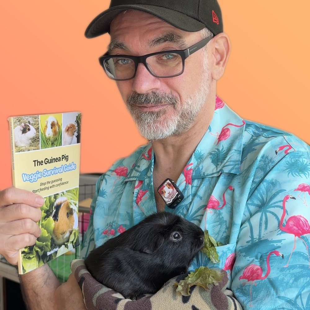 Daniel holding a black guinea pig